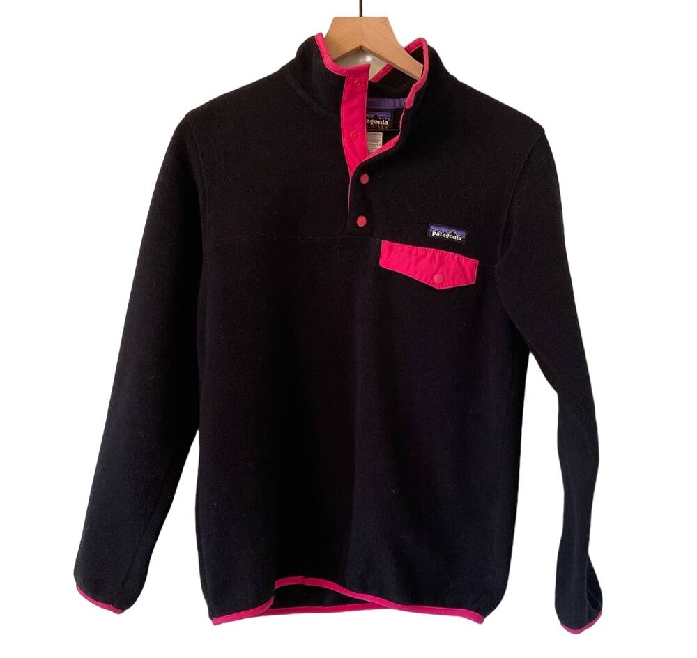 Patagonia Women's Synchilla Snap T Jacket XS  Black Fleece Pullover